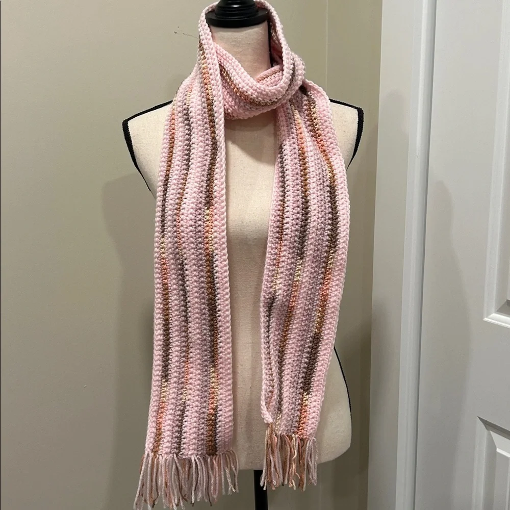 Elegant Pink Knit Scarf